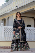 Gold Crush With Dual Sequins Embroidery Work Kurti Plazzo