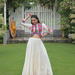 Navratri Special Roman Fabric Attractive Gota Patti Lace Work Lehenga