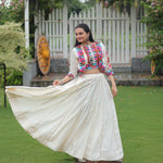 Navratri Special Roman Fabric Attractive Gota Patti Lace Work Lehenga
