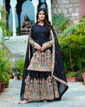 Pure Chinon Silk Heavy Embroidery Work Top Plazzo