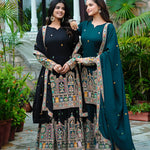 Pure Chinon Silk Heavy Embroidery Work Top Plazzo