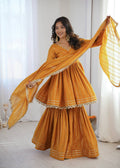 Beautiful Mal Chanderi With Real Mirror Handwork Sharara Suit