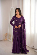 Beautiful Soft Fendy Silk With Embroidery Sequence Work Sharara Suit