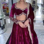 Elevate your style with our sequence embroidered velvet Lehenga