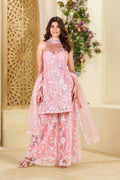 Sparkling Butterfly Net Embroidered Suit Set