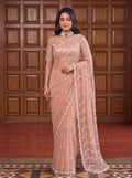 Beautiful Soft Rich Net Embroidery Sequence Pearl Work Saree