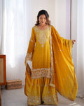 Full Heacy Chinon Silk With Sequence With Ricet Moti Wotk Top Plazzo Pair