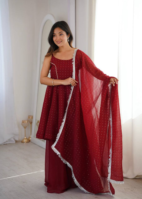 Crunchy Silk Zarkhand Sharara Suit Set
