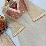 Pure Golden Tissue Embroidery Sequence Kurta Palazzo Set
