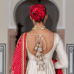 Cream Color Chinon Fabric With Latkan Work Gown