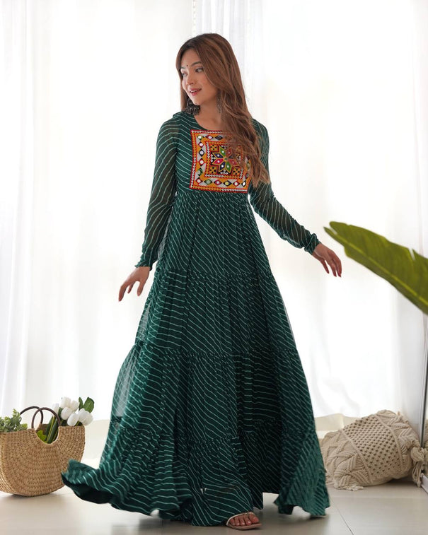 Navratri Special Pure Georgette Leheriya Print Gown