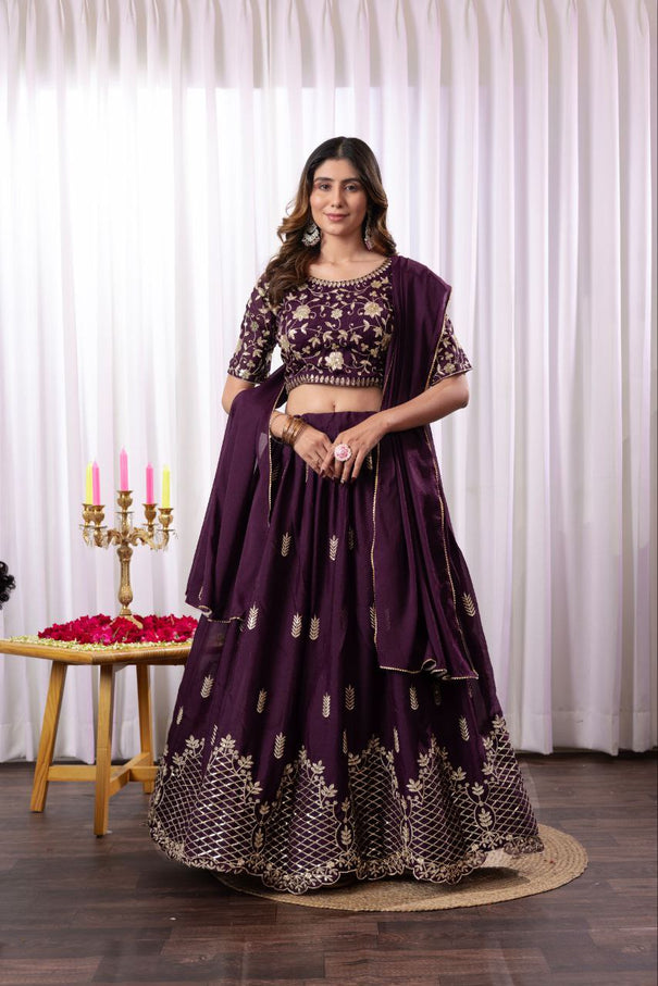 Star Georgette With Embroidery Work Stitched With Can Can Work Lehenga