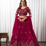 Star Georgette With Embroidery Work Stitched With Can Can Work Lehenga