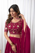 Star Georgette With Embroidery Work Stitched With Can Can Work Lehenga