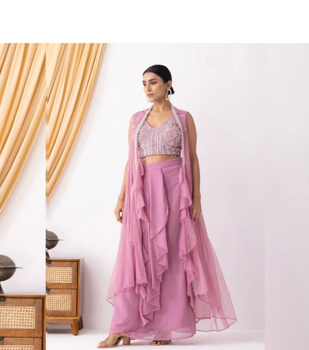 WOMEN'S WEAR WEDDING SPECIAL DHOTI SHRUG OUTFIT