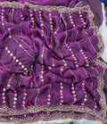Fendy Satin Lehariya Cutdana Sequins Embroidery Work Saree