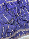 Fendy Satin Lehariya Cutdana Sequins Embroidery Work Saree