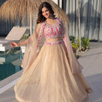 Beautiful Soft Rich Sindur Silk Beads Embroidery Work Lehenga Set