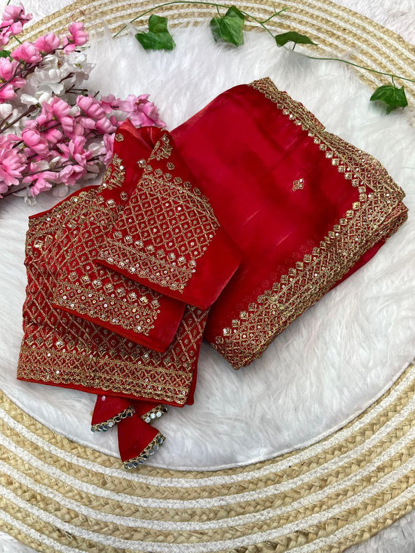 Pure Zimmy Choo Sati And Sequence Zari Work Saree