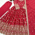 Havy Chinon Silk With Embroidery Sequins Work Gown