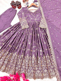 Havy Chinon Silk With Embroidery Sequins Work Gown