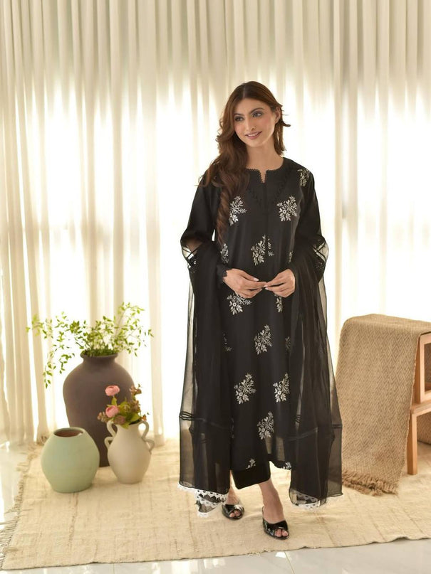 Pink Color  Roman Silk Embroidery Work Top Pent