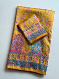 Pure Dola Silk Jaqurad Weaving Digital Print Aari Mirror Work Saree