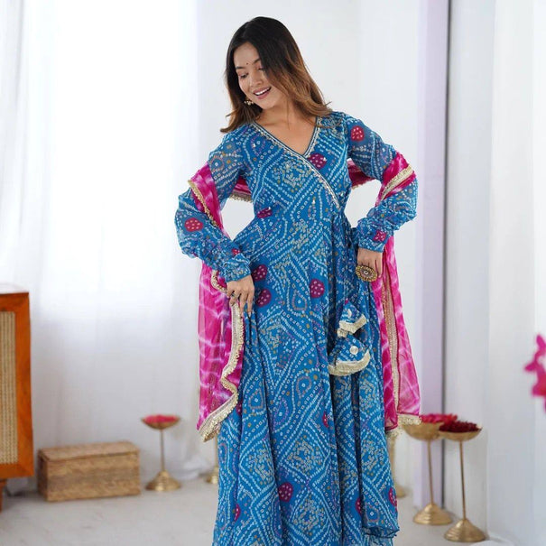 Georgette Fabric With Embroidery Work Gown