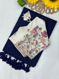 Handloom Khadi Cotton With Bigger Pom Pom Saree