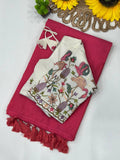 Handloom Khadi Cotton With Bigger Pom Pom Saree