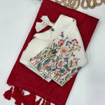 Handloom Khadi Cotton With Bigger Pom Pom Saree