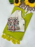 Handloom Khadi Cotton With Bigger Pom Pom Saree