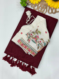 Handloom Khadi Cotton With Bigger Pom Pom Saree