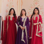 Faux Georgette Zari & Sequence Embroidery Work Gown