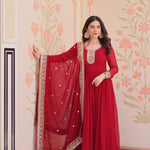 Faux Georgette Zari & Sequence Embroidery Work Gown