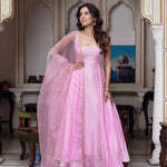 Pink Color Faux Georgette Embroidery Work Top Pent