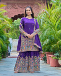 Pure Chinon Silk Heavy Embroidery Work Top Plazzo