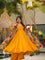 Haldi Special Yellow Gown In Silk Fabric With Fully plazzo With Multi Digital Print Lace Work Dupatta