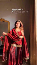 Beautiful Soft Rich Fendy Silk Embroidery Sequence & Mirror Work Plazzo Set