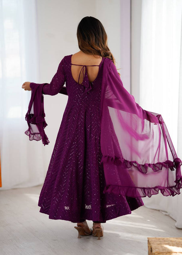 Heavy Pure Soft fox Georgette Lukhanowi Sequence Work Anarkali