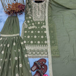 Heavy Simar Star Georgette With Sequence Work With Fancy Moti Latkan Top Sharara