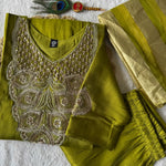 Glass Roman Silk Beads Embroidery Work Top Pant