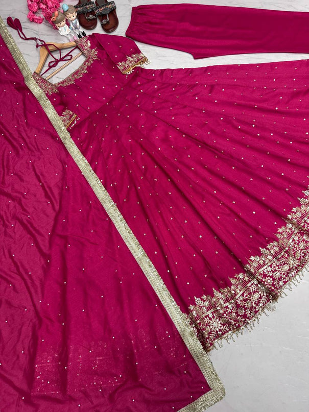 Heavy Pure Vichitra Silk with Embroidery Sequence & Latkan Border Top Pent
