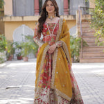 Russian Silk Foil Embroidery Zari Work Gown