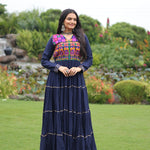 Reyon Fabric Kutchi Gamthi Embroidery Work Gown