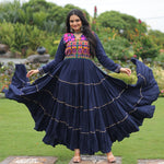 Reyon Fabric Kutchi Gamthi Embroidery Work Gown