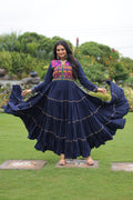Reyon Fabric Kutchi Gamthi Embroidery Work Gown