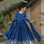 Chinon Embroidery Zari Sequence Work Gown