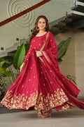 Chinon Embroidery Zari Sequence Work Gown