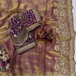Soft Frendy Satin Sequence Zari Embroidery Work Saree